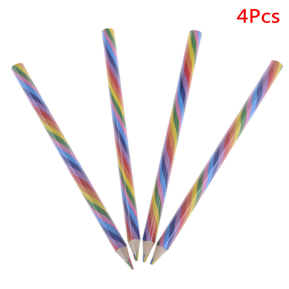 4pcs simple creative rainbow  wooden pencil for kid painting learning award.DD
