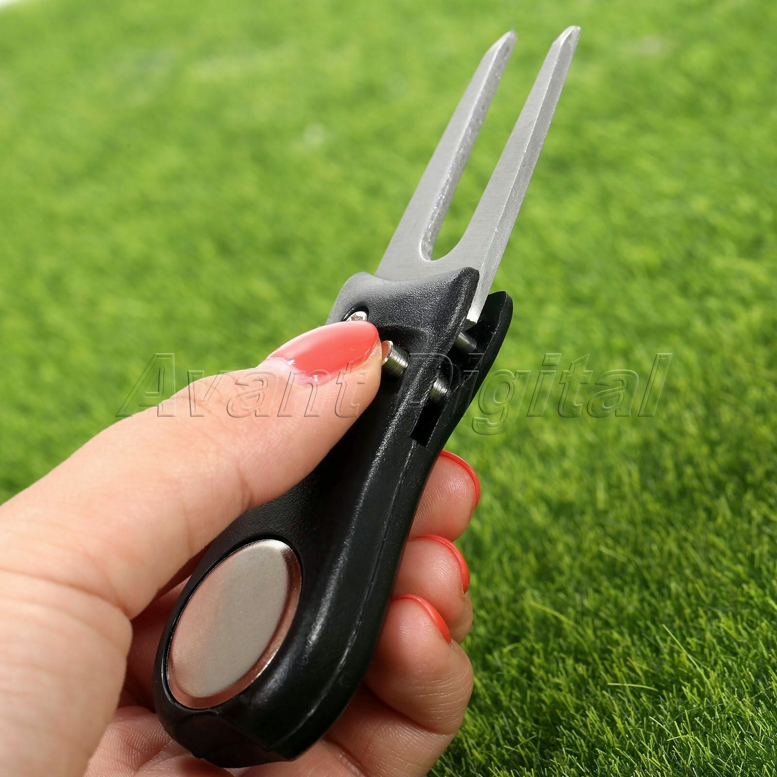 2pcs Golf Ball Putting Green Divot Fork Pitch Mark Switchblade Repair Tools New