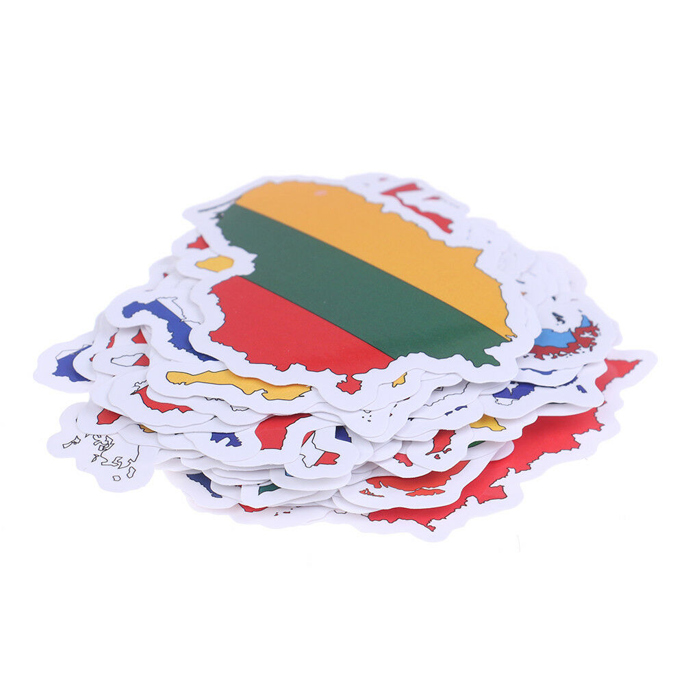 50Pcs National flags stickers DIY scrapbook suitcase laptop country map sti Lt