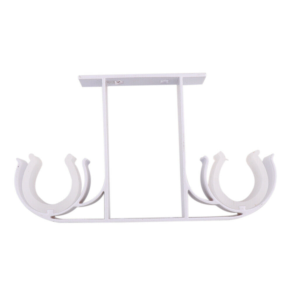 2Pcs Top Mounting Bolts Double Brackets with Curtain Rods White
