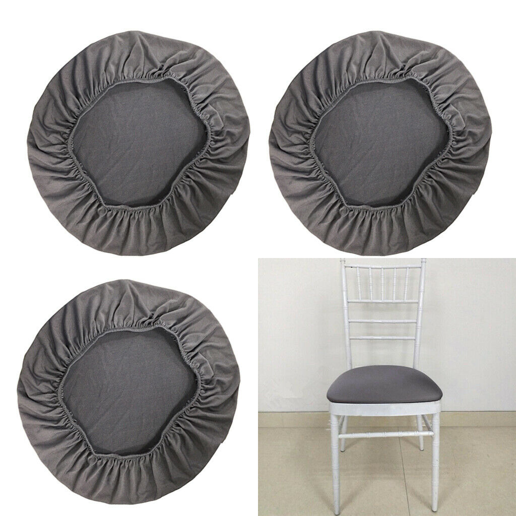 Set of 3 Comfort Wedding Banquet Dining Chair Seat Cover Machine Washable Gray