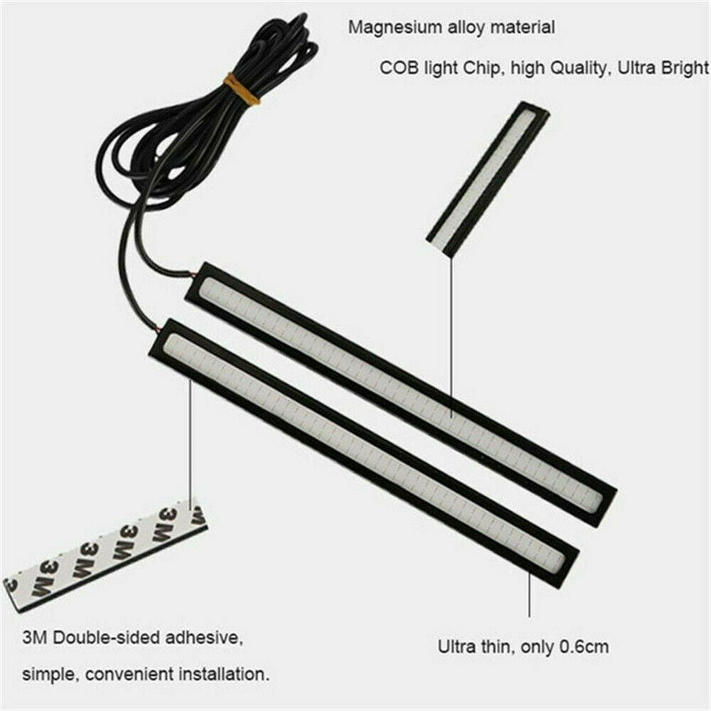 2PCS 12V COB Xenon White 100-LED DRL Daytime Running Light Backup Interior Strip