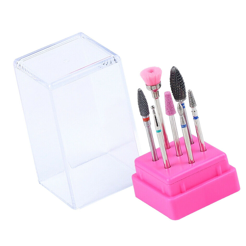 8X Nail File Bit Manicure Pedicure Drill Bits Manicure Tool wit Storage Case