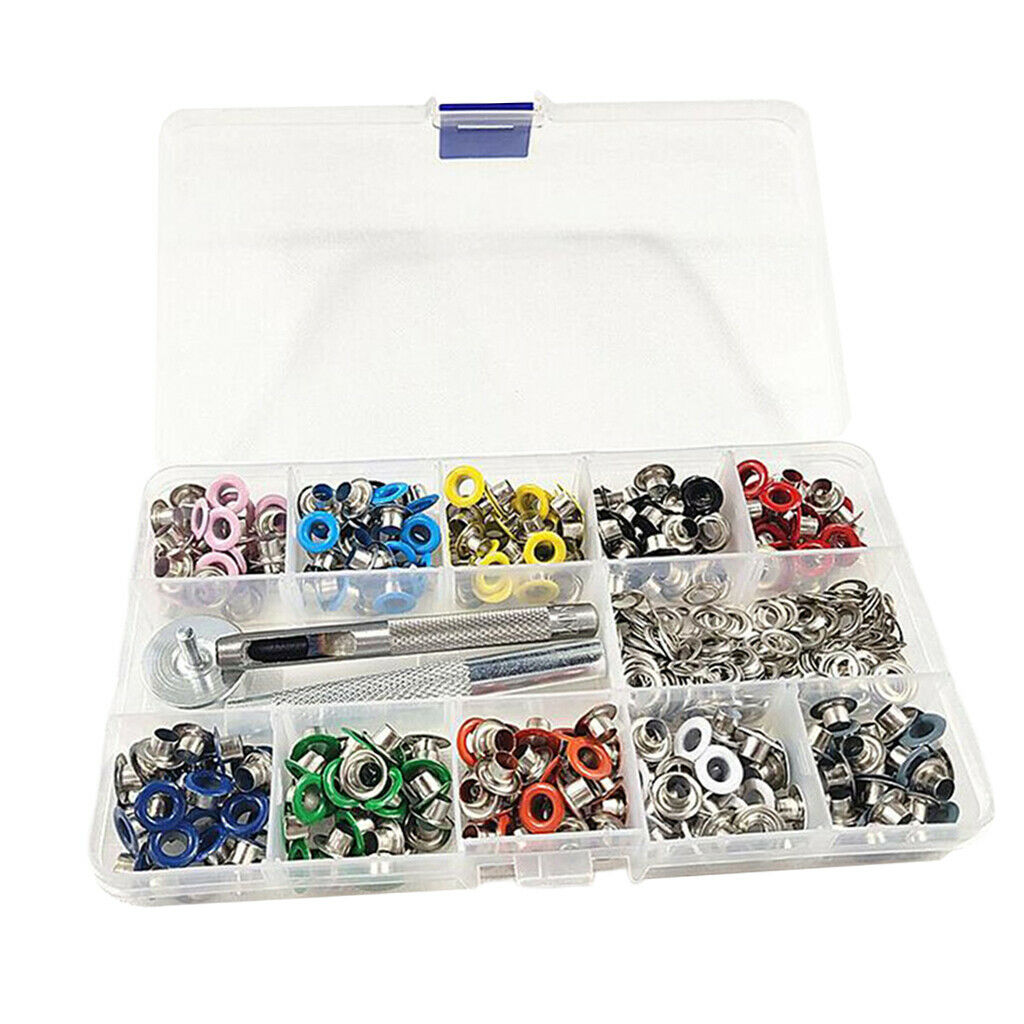 500 Sets 3/16 Inch Multi-Color Grommets Kit Metal Eyelets with Installation