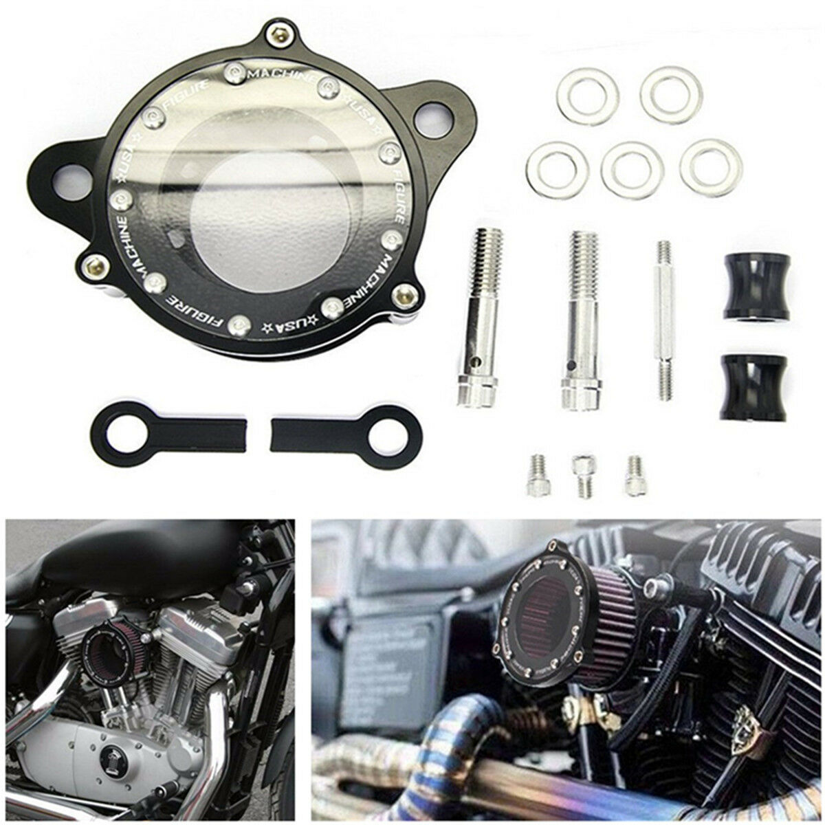 1x Air Cleaner Intake Filter System+Set of Mounting Accessories Re-usable
