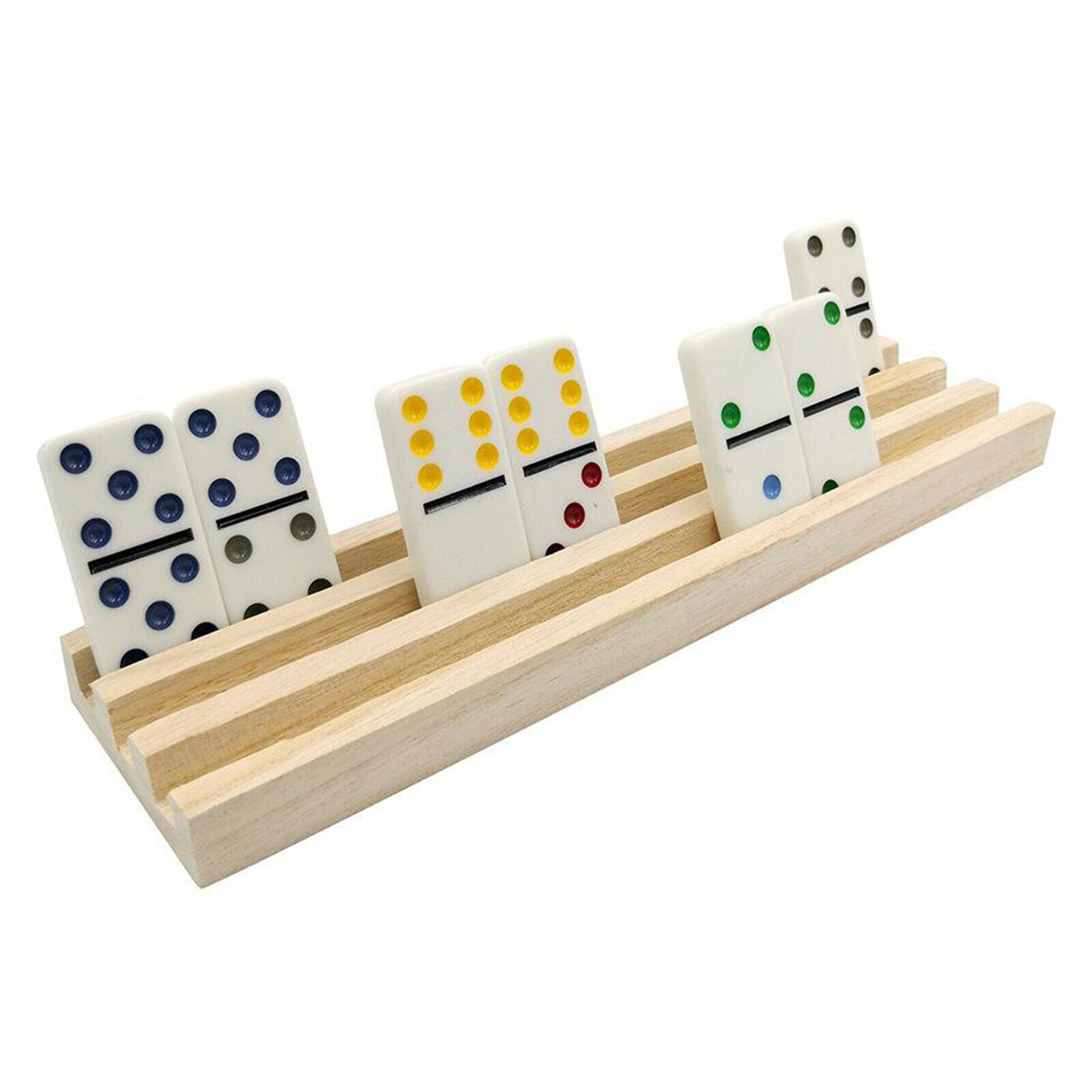 Set of 4 Wooden Domino Tile Trays Holder Stand for Mahjong Chicken Foot