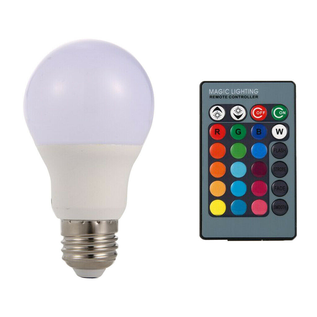 E27 5W RGBW LED Color Changing Ball Globe Light Lamp Bulb White+Remote