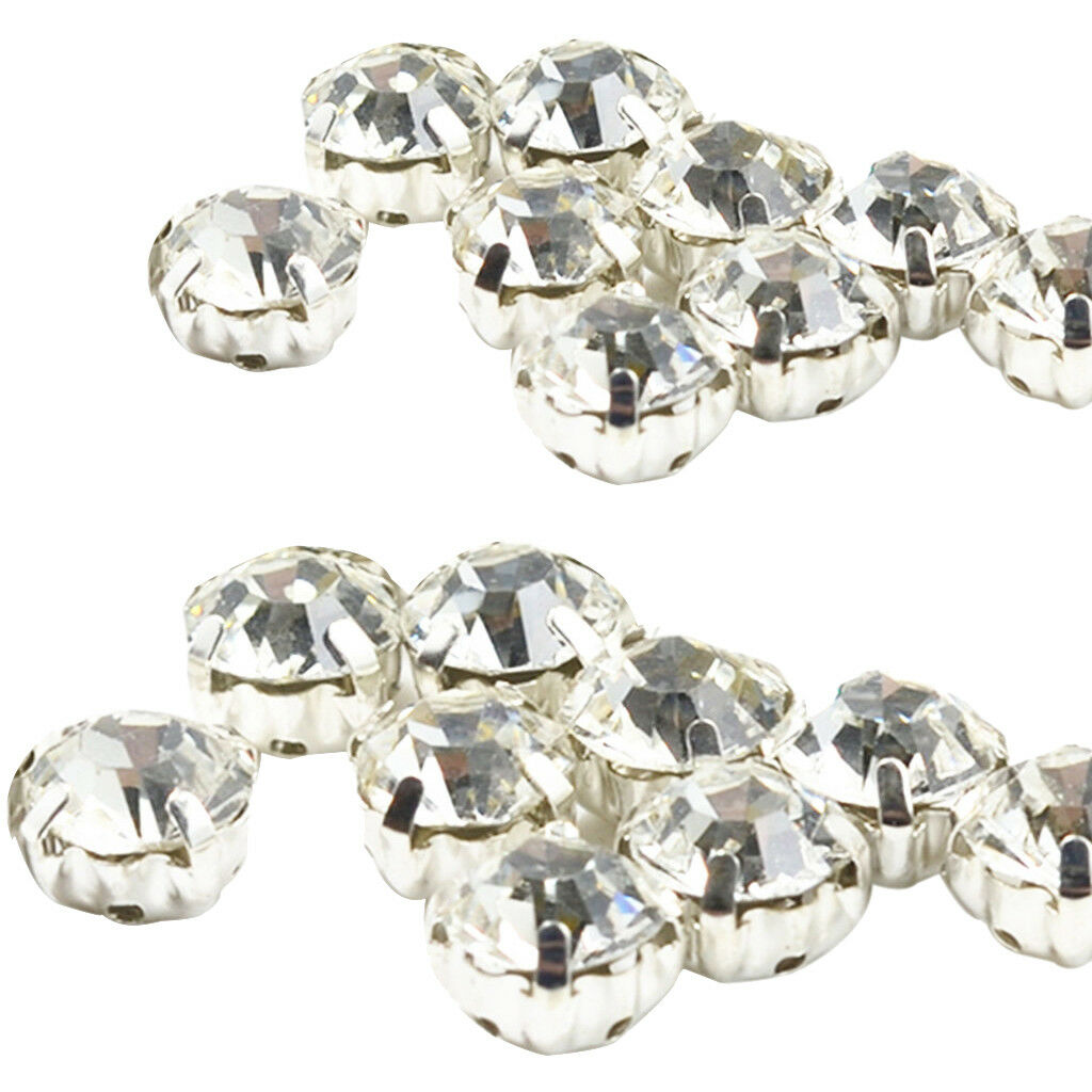 100x Crystal Rhinestone Sew On Loose Faceted Beads for DIY Sewing Crafts 7mm