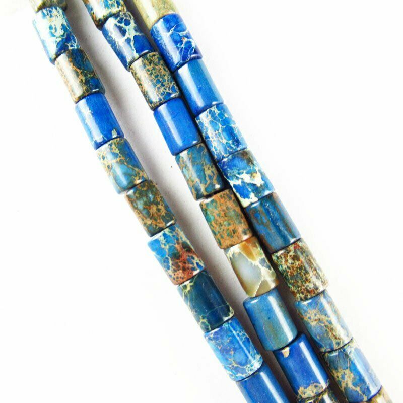 13x6mm Blue Man-made Sea Sediment Jasper Column Loose Bead 15.5 inch 596DHS