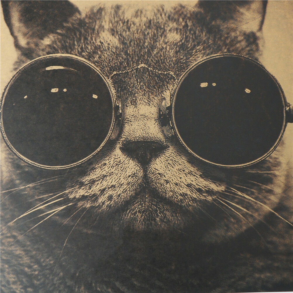 cat sunglasses kraft paper bar poster retro poster decor painting wall st.l8