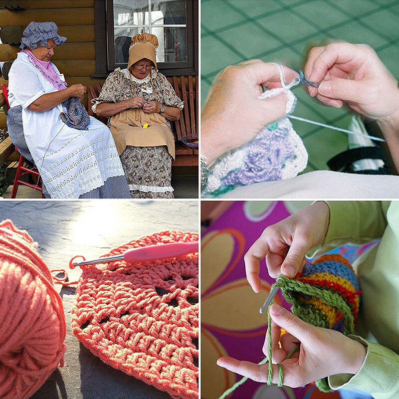 12Pcs Ergonomic Crochet Hook Set Soft Needles Craft Sewing Knitting Hook Tool BD