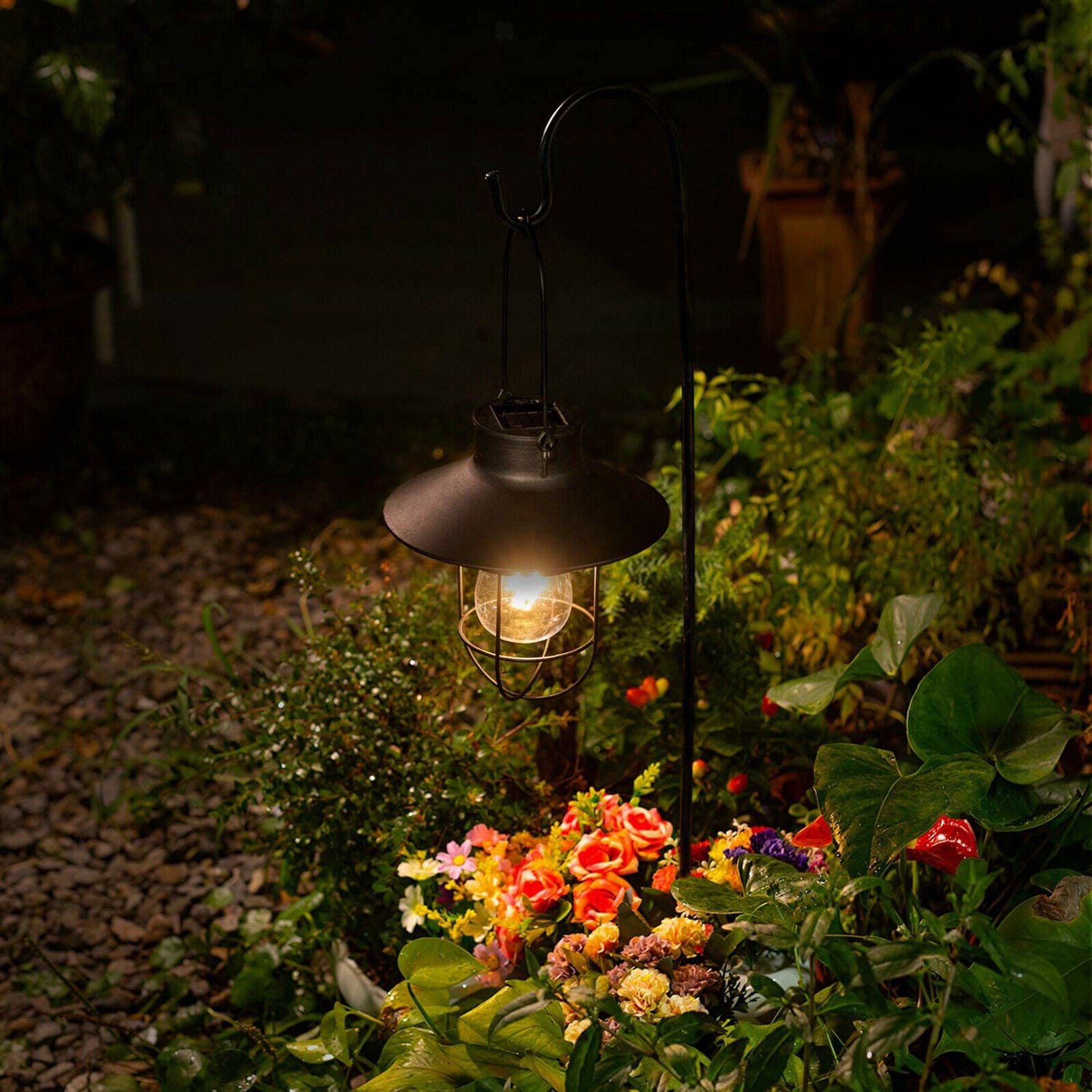 Solar Lamp Outdoor Metal Decorative for Yard Lawn Tree Villa Terrace Black