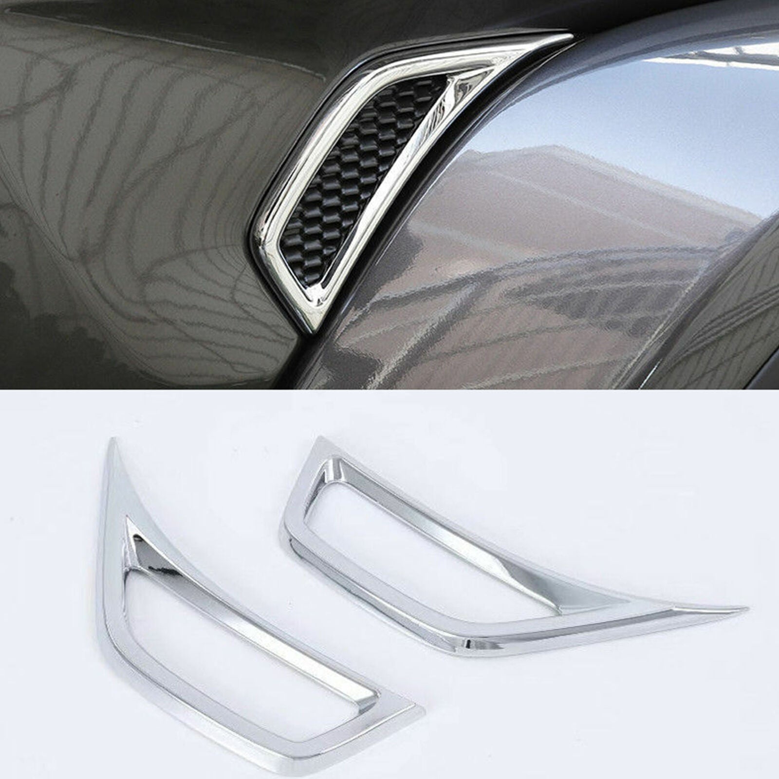 For Jeep Wrangler JL 2018- 2020 Chrome Side Door Air Vent Fender Cover Trim 2pcs