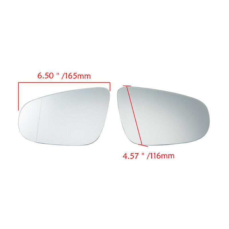 Pair L+R Heated Door Mirror Glass with Backing Plate fit VW Golf GTI MK6 10-14