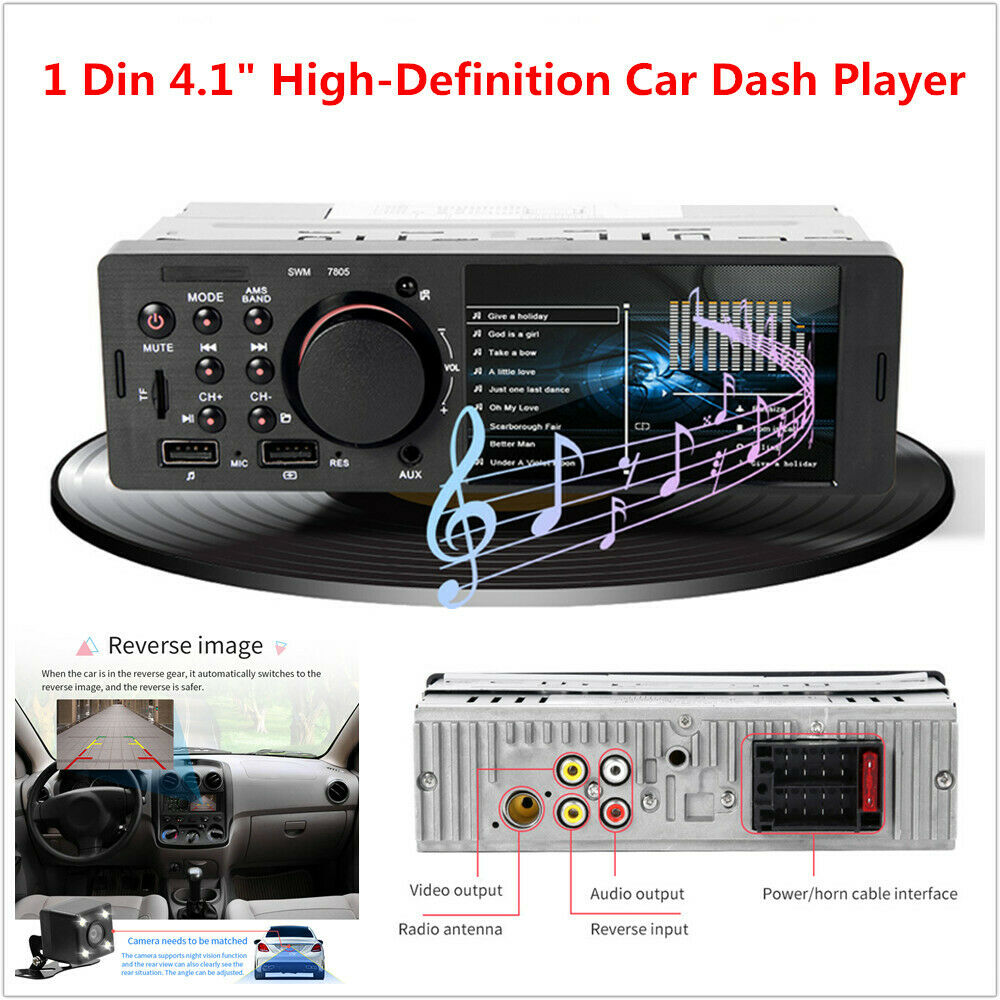 1 DIN 4.1" High-Definition Car MP5 Player MP3/WMA/WAV/APE/FLAC Reversing Image