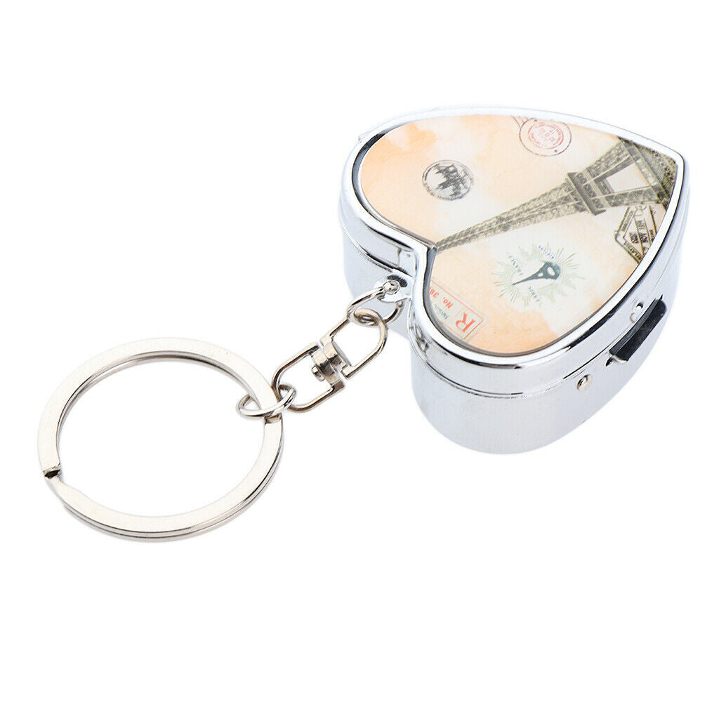 Metal Pill Case  - 2 Grids with Key Ring - Mini Small Travel Size for Purse