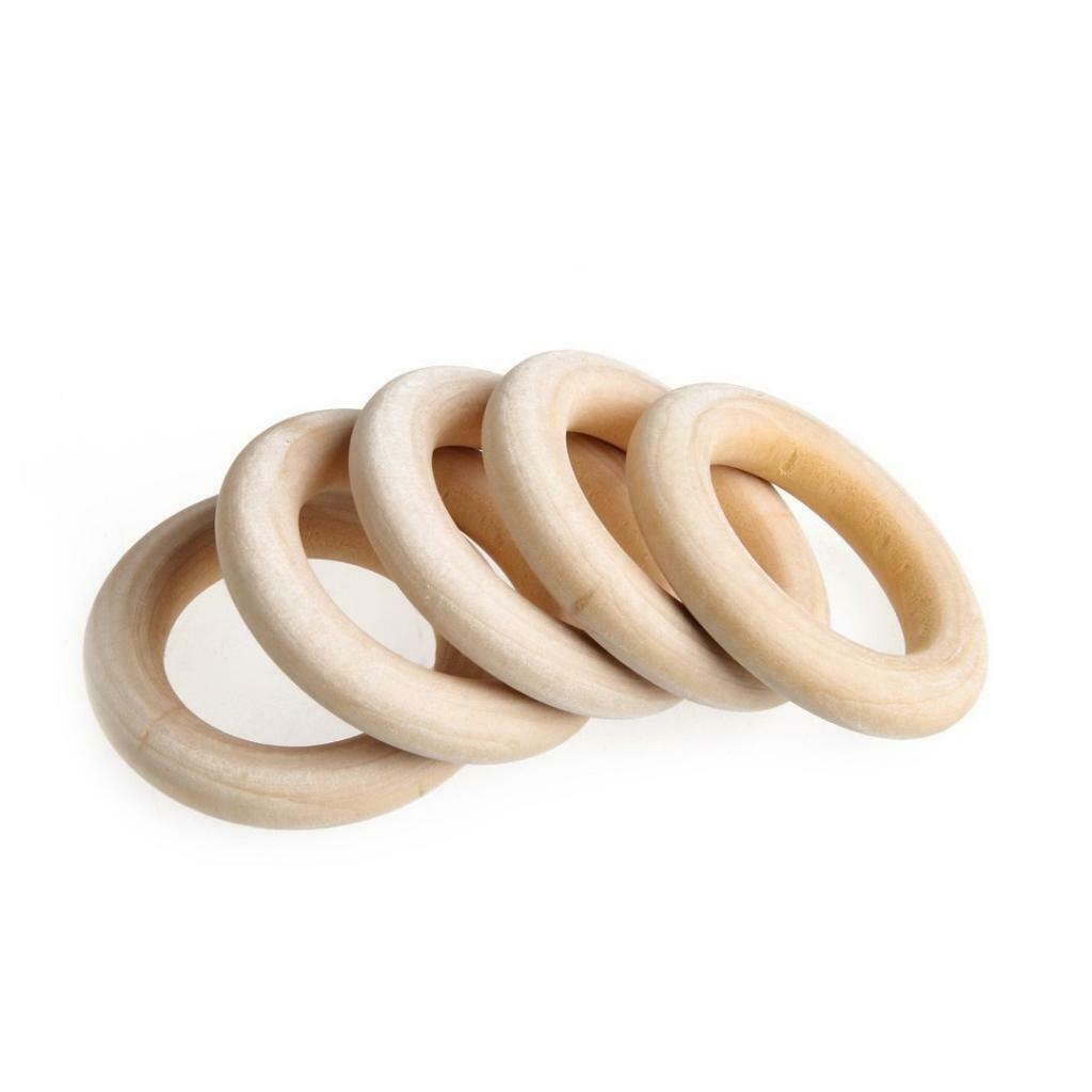 20x 60mm + 20x 50mm Natural Wood Wooden Rings for Baby Teethers Connectors