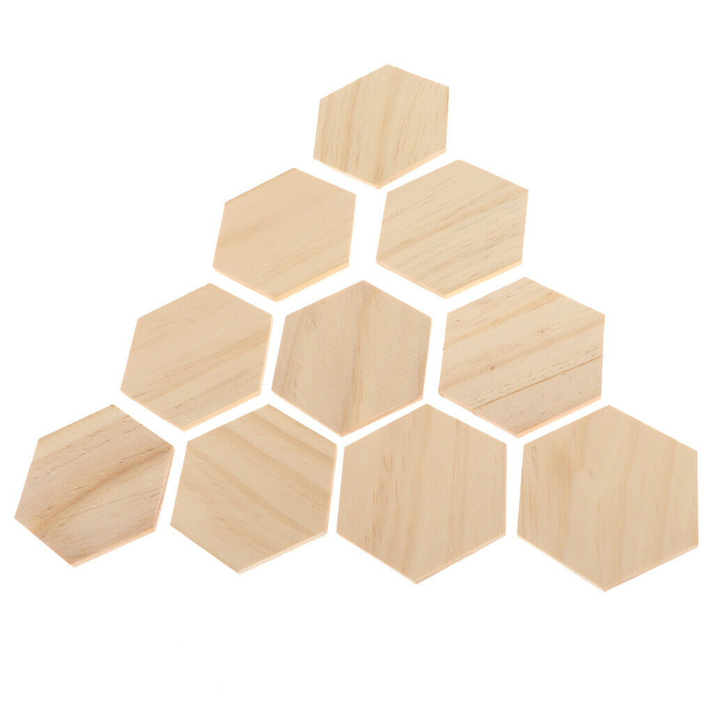 10pcs Unpainted  Cut Wood Hexagon Shape Bunting Garland Tag 90x78mm