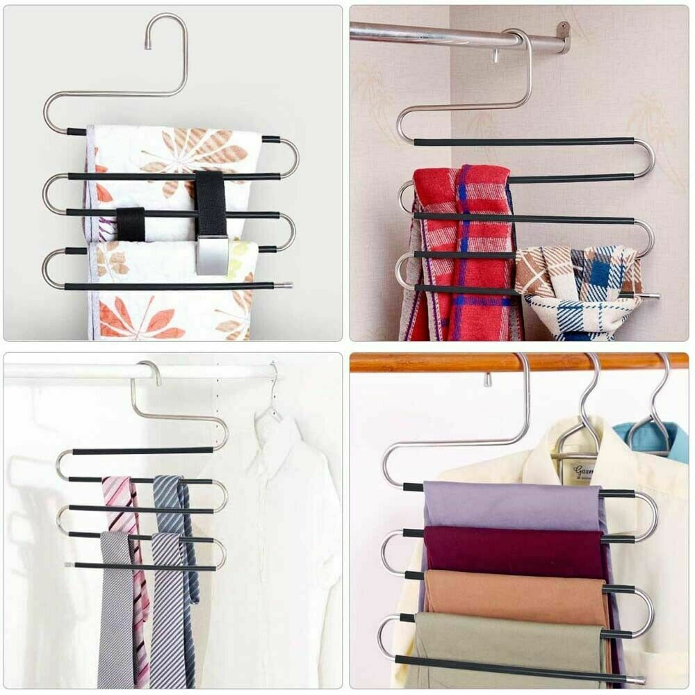 5-Layers MultiPurpose Hangers Magic Non-Slip S-Shaped Hangers Closet Space Saver