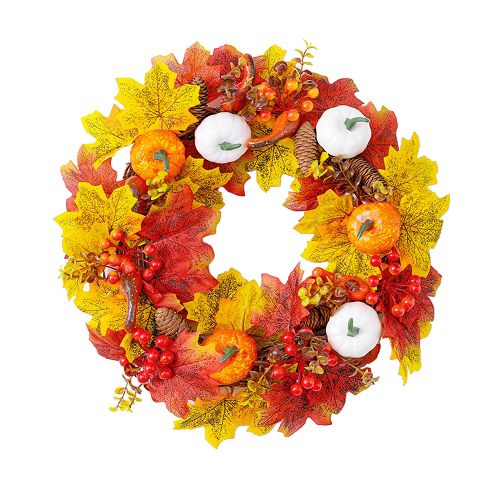 40cm Fall Harvest Artificial Pumpkin Wreath Festival Thanksgiving Home Decor