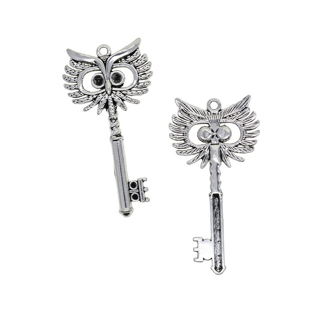 10pcs Owl Key Shape Charms Pendants Findings for DIY Necklace Jewelry Making