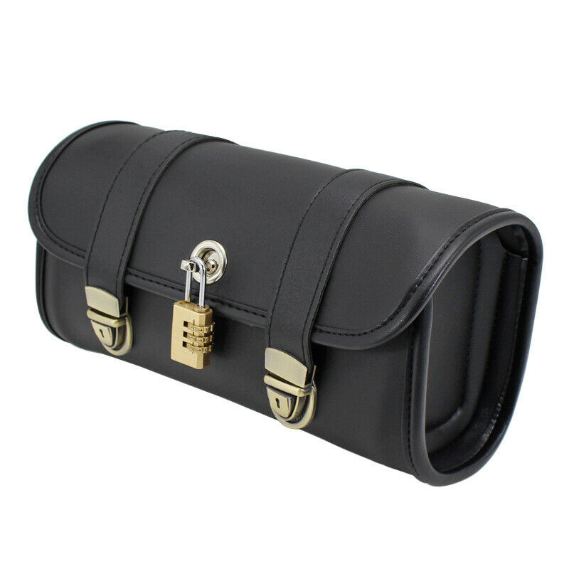 Motorcycle Handlebar Bag Tool Bag PU Leather Pit Dirt Bike Fork Bag Saddlebag