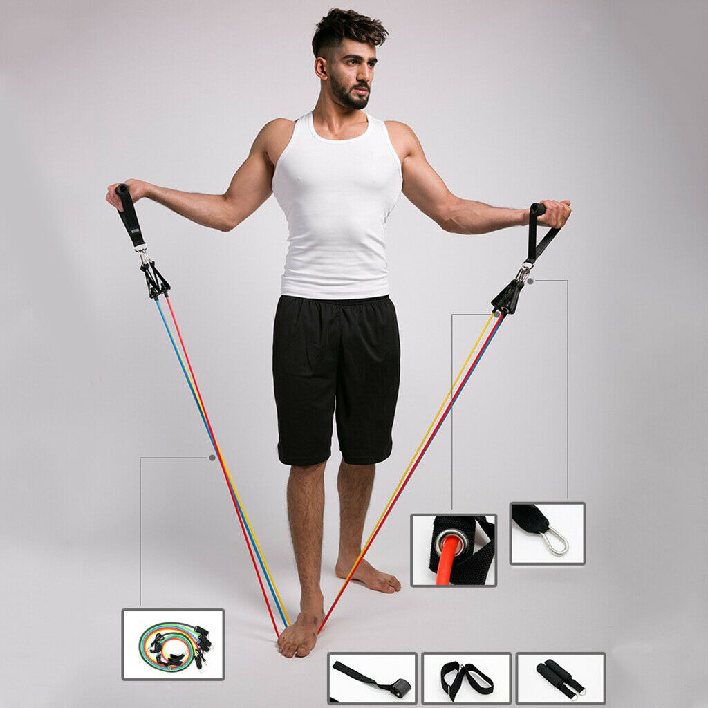 11x 10-30LB Resistance Band Set Pull Rope Home Indoor Workouts Pilates Gym