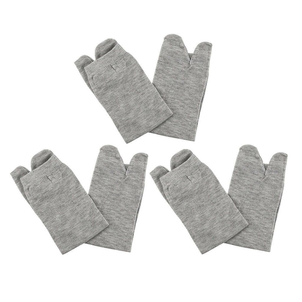6 Pairs Elastic 2 Toe Socks Japanese Tabi Toe Socks Breathable Gray+Blac