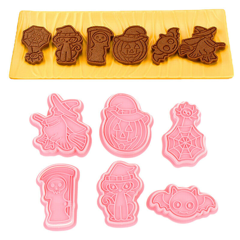 6PCS Halloween Cookie Plunger Cutters Cake Biscuit Sugarcraft Mold Baking ToBDA