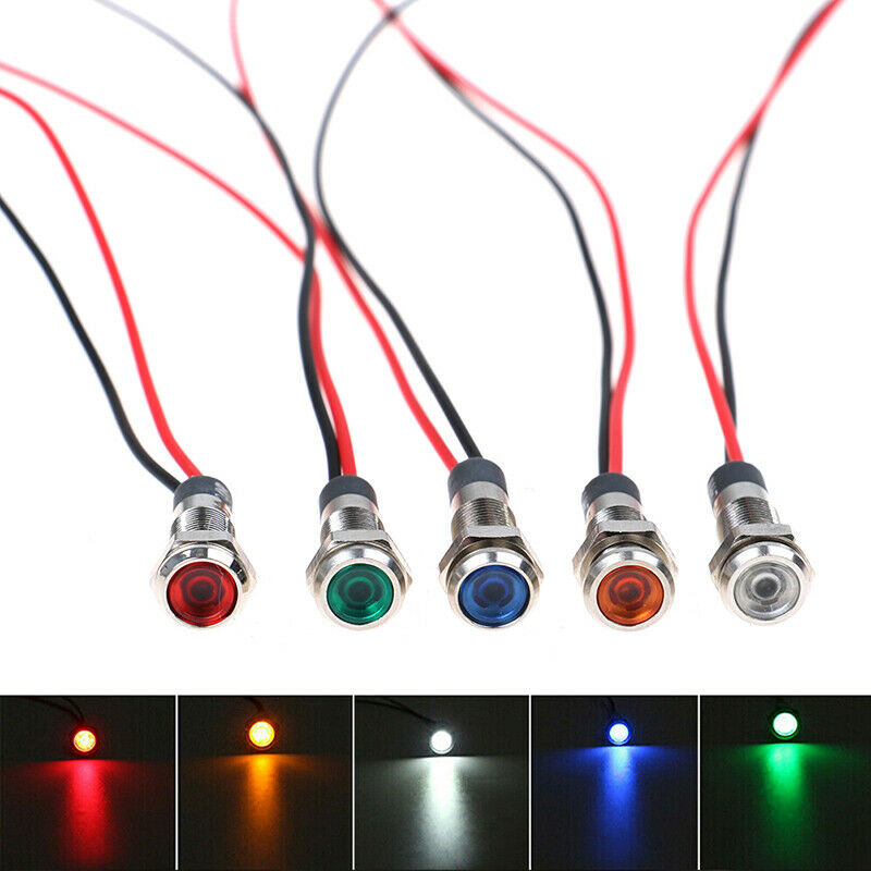 5x Car Boat 12V-24V 6mm LED Indicator Light Dash Dashboard Panel Warning .l8