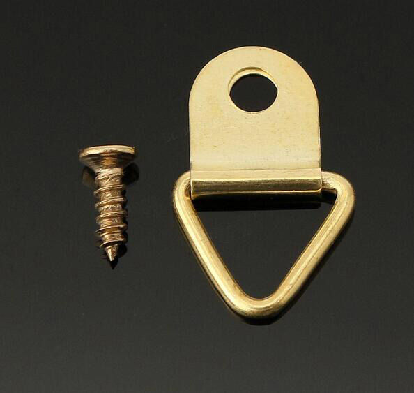 50pcs Small Triangle Mirror Hangers Strap D-Ring Hanging Picture Frame Hooks