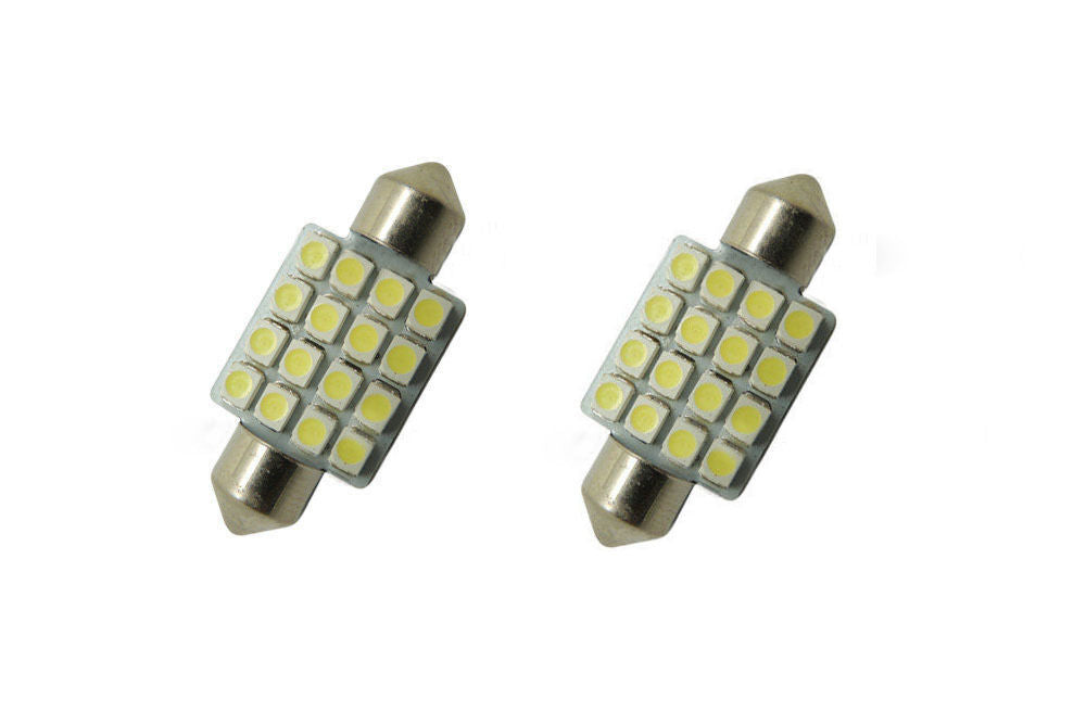 2 Pairs White 16-SMD 1.50" 36mm 6418 C5W LED Bulbs For Car License Plate Light