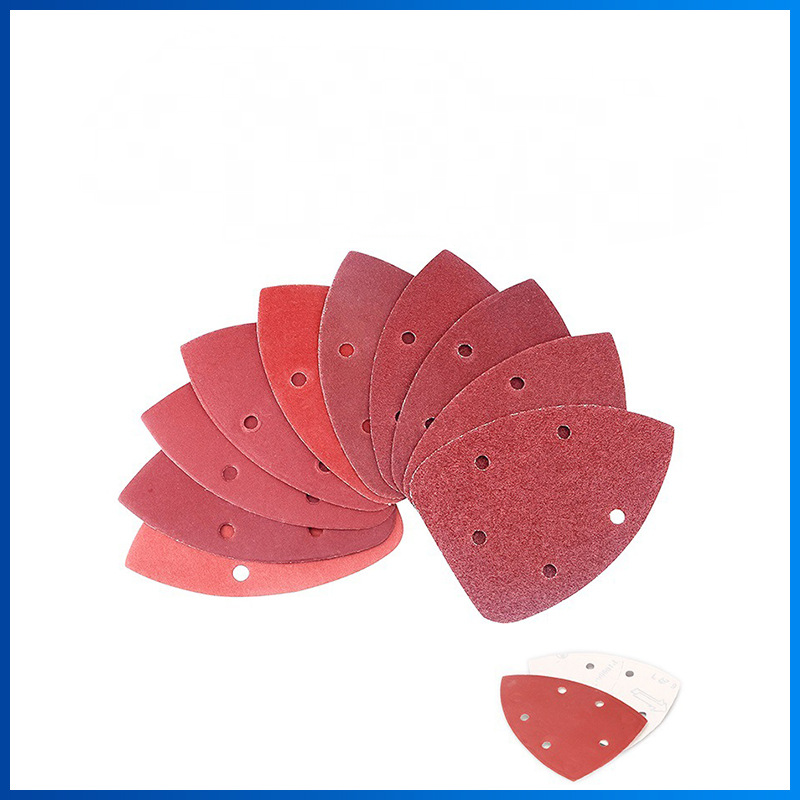 60 Pcs Triangular 5Hole Selfadhesive Sandpaper Hook and Loop Sander Abrasive Too