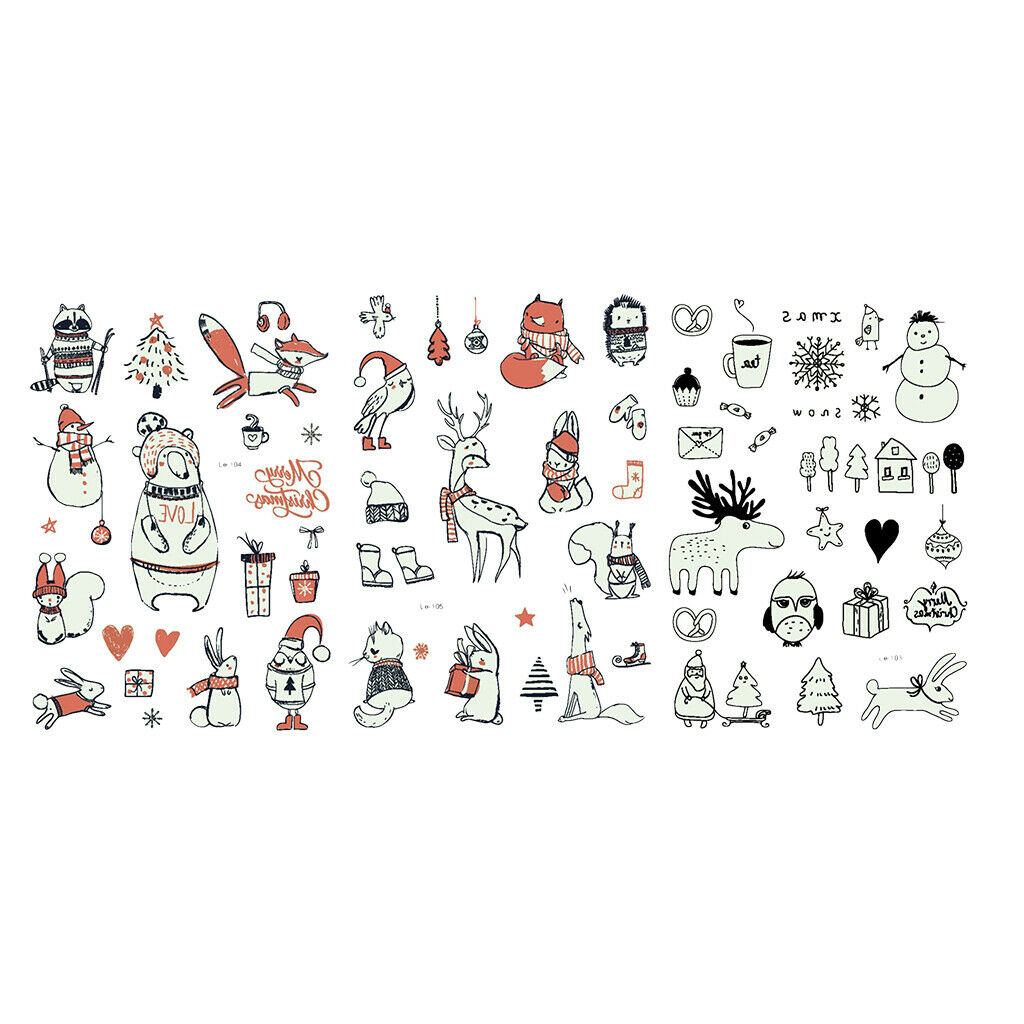 Pieces Stickers Christmas Snowman Santa Elk Letters Water Transfer Decals 03