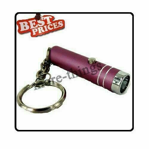 Pink Mini 1 LED Handheld Bright Flashlight Lamp Torch with Keychain +Batteries