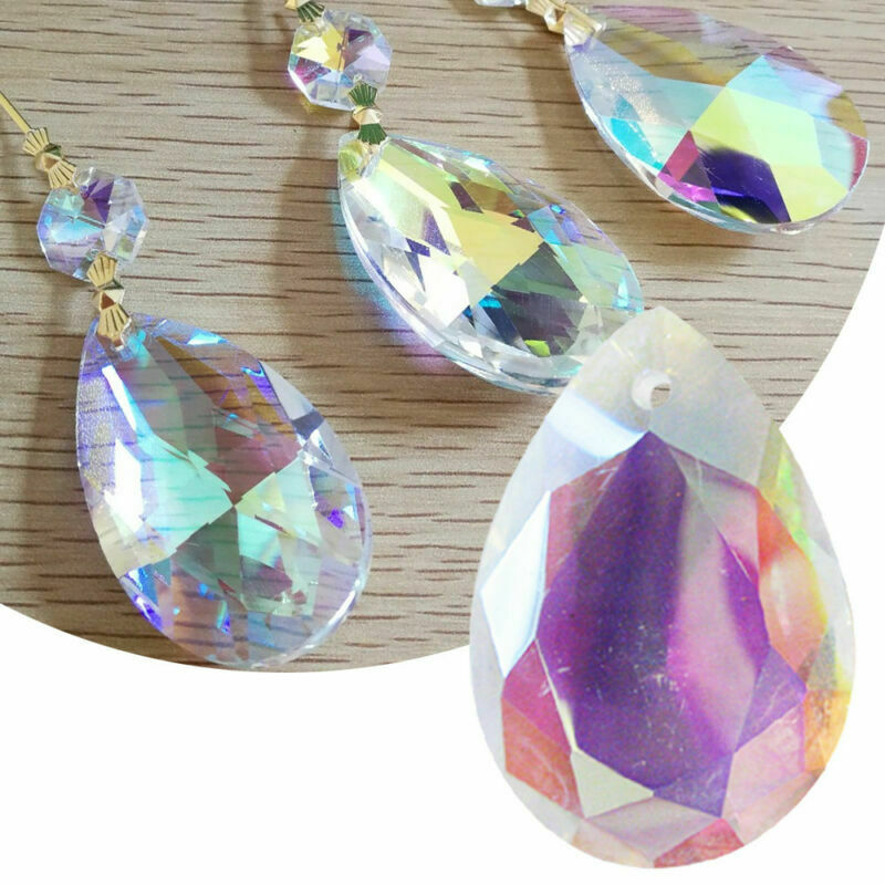 10X Colorful Glass Crystal Prisms Pendant Chandeliers Drop Jewelry DIY Making