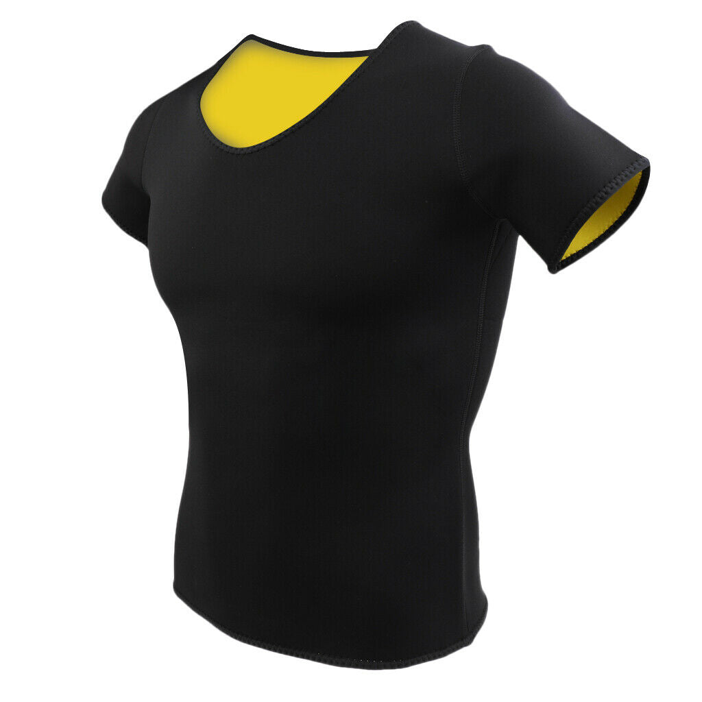 Women Neoprene Sport T Shirt Short Sleeve Yoga Fitness Exercise Top Black L