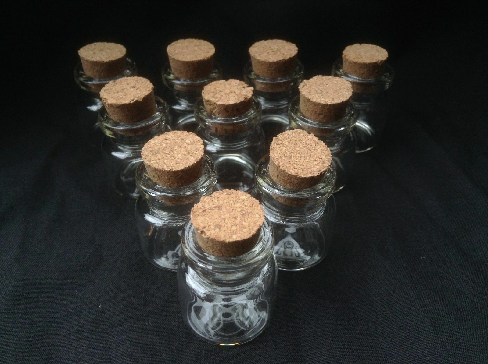 10 Mini Glass Bottles/Jars/Vials With Cork Stopper Size 25mm x 22mm