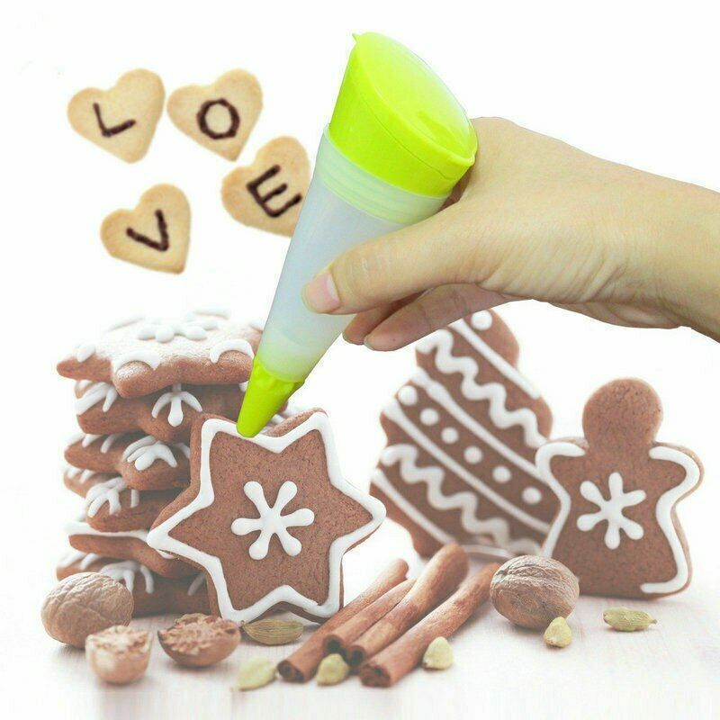 Silicone Pastry Icing Decorating Pen Piping Utensil Fondant Tool Nozzles Cake