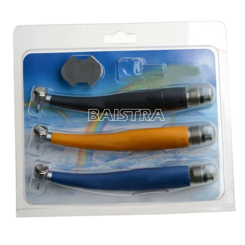3 X Dental High Speed Push Button Torque Head Handpiece Colorful Rainbow 4 Holes