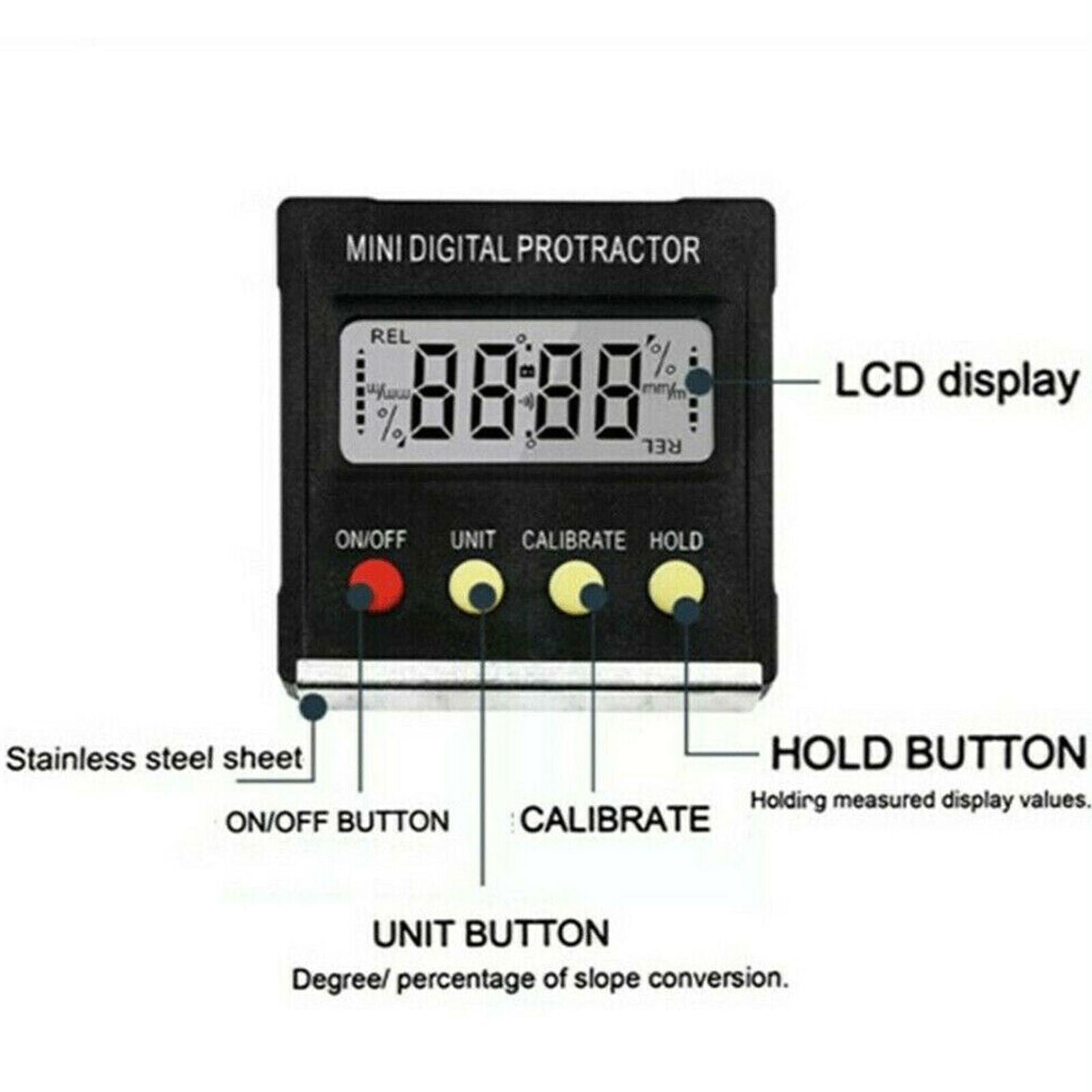 Digital LCD Protractor Gauge Level Angle Finder Inclinometer Magnet Meter