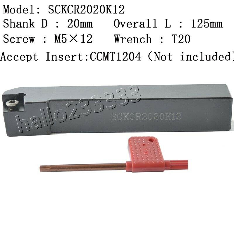 SCKCR2020K12(20mm×125mm) Lathe External Turning Tool Holder For CCMT1204 inserts