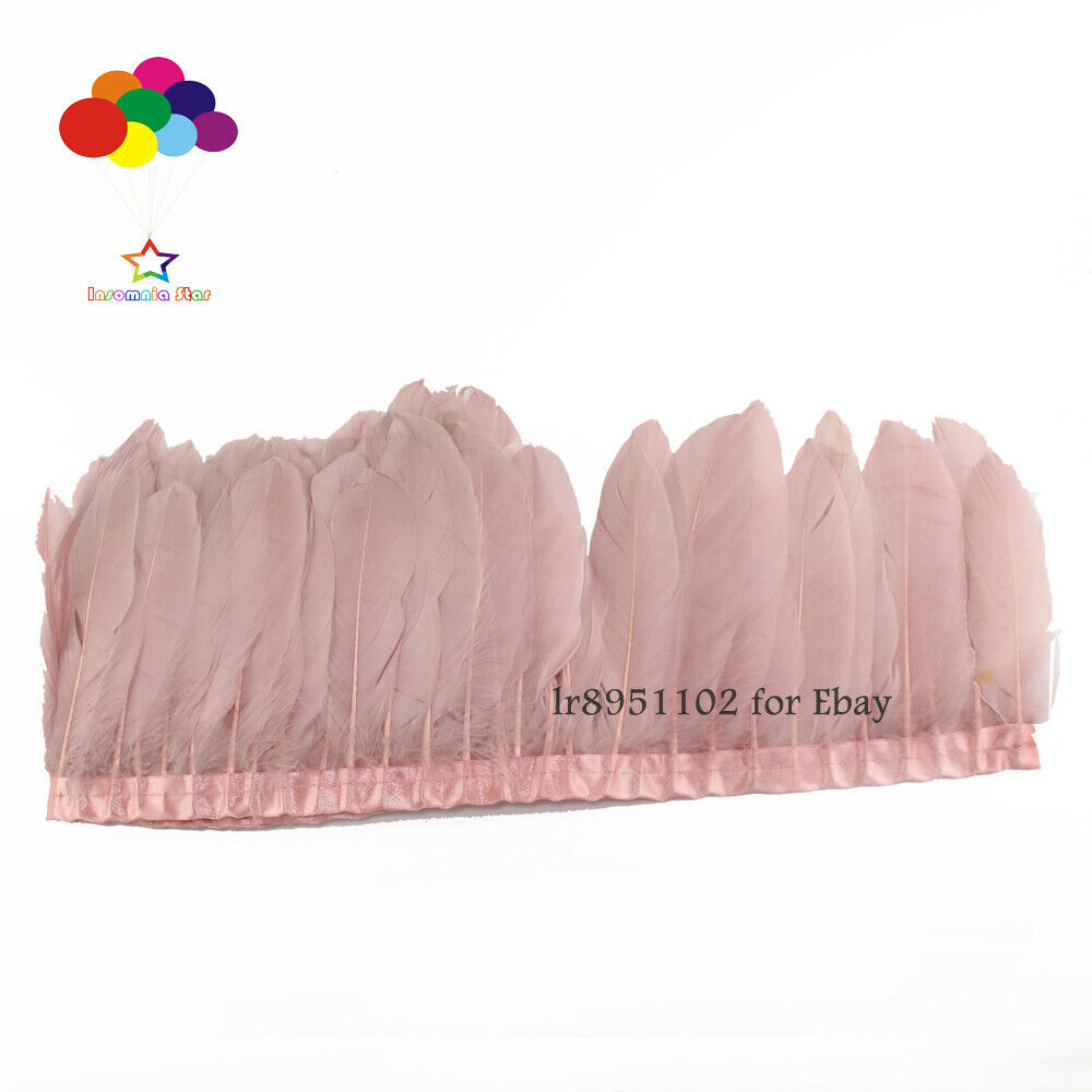2 Meter/lot stained Pale Pink goose feathers ribbon 15-18 cm duck feather dance