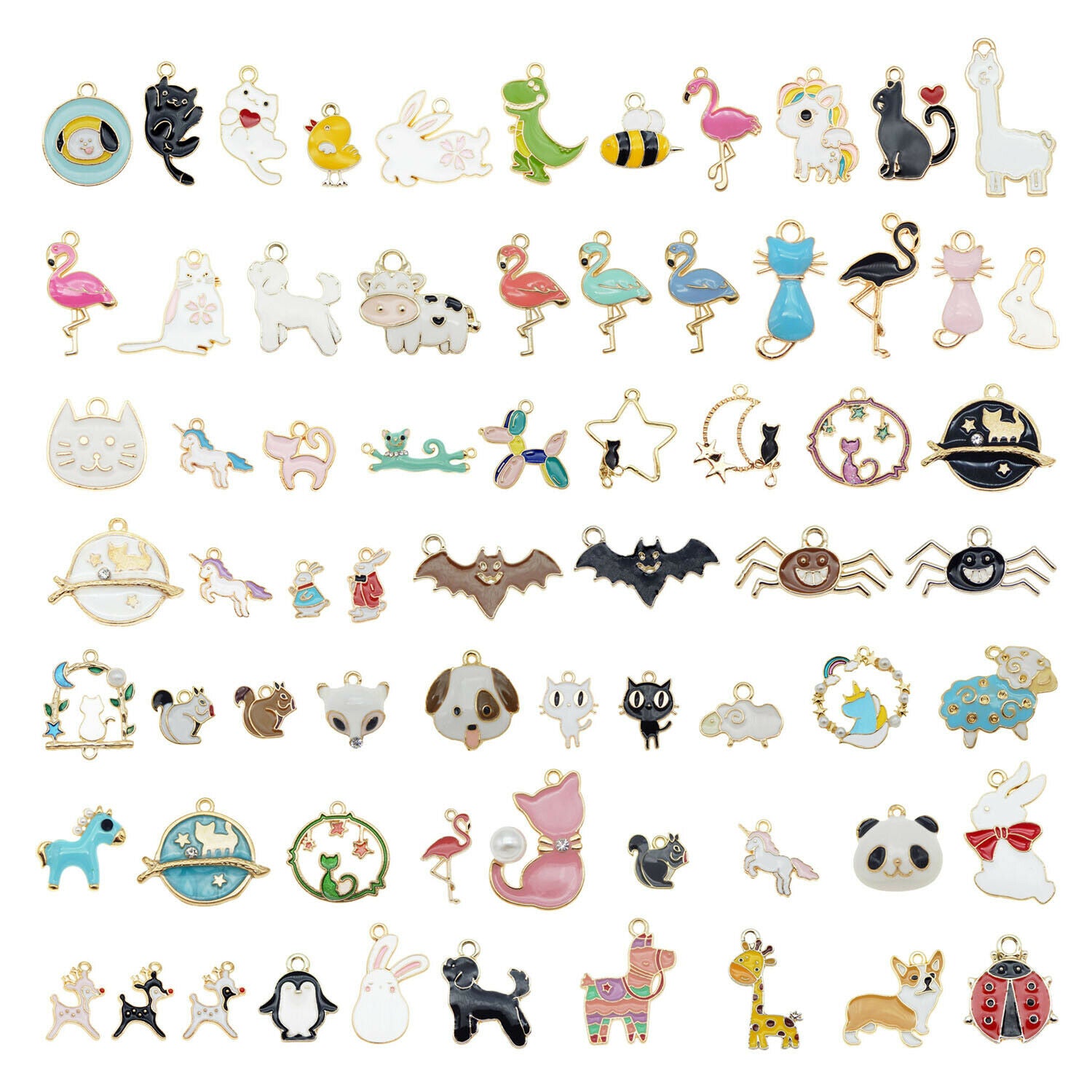 20pcs Assorted Mixed Enamel Alloy Animal Series Pendant Charms DIY Accessories