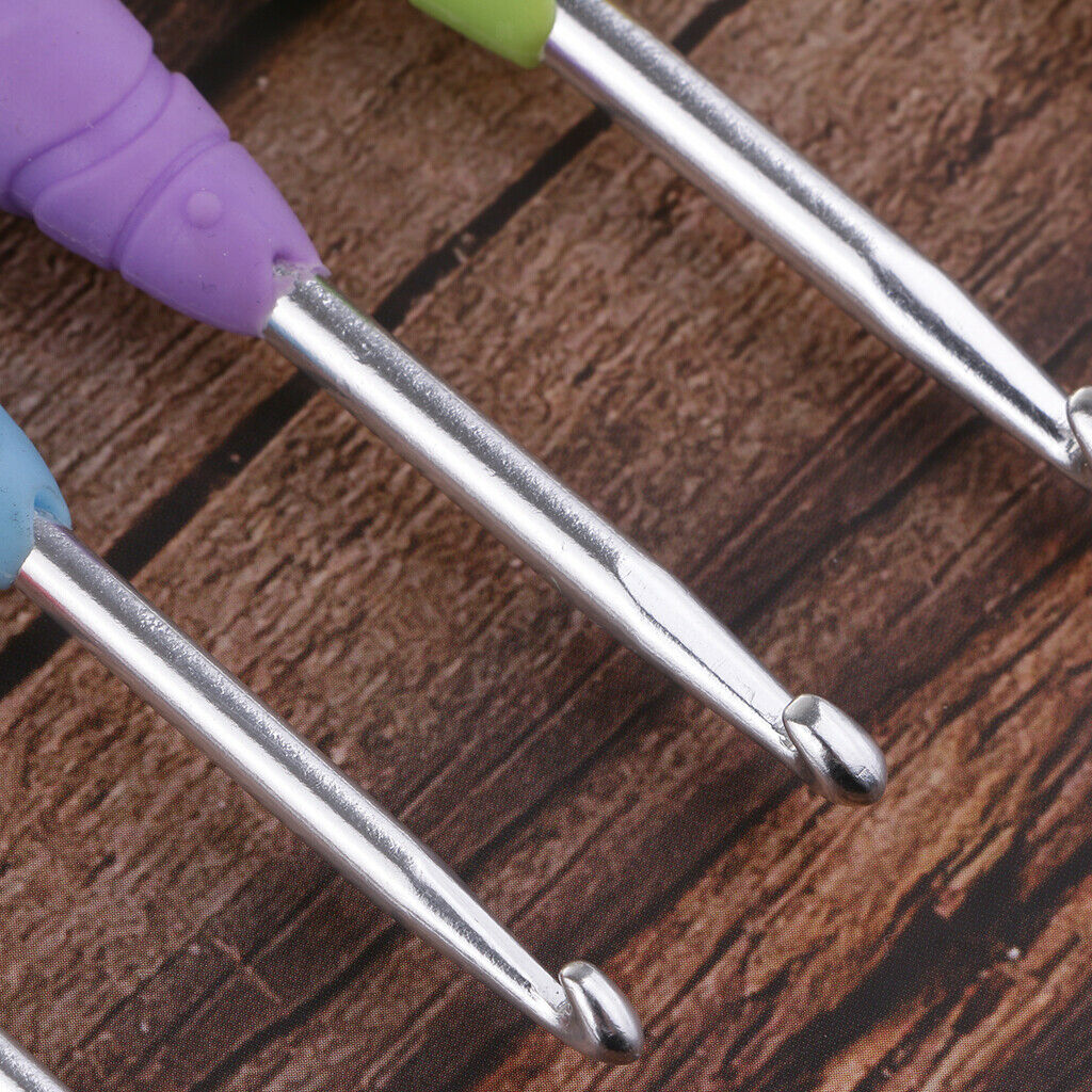 8pcs Silica Gel Handle Aluminum Crochet Hook Set 2.5mm 6.0mm For DIY