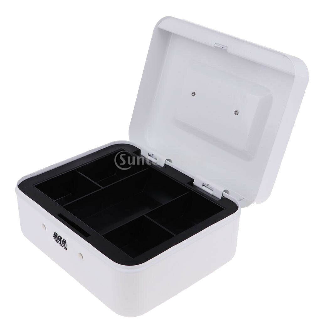 Small Metal Money Box Coins Cash Saving Box Piggy Bank for Security White