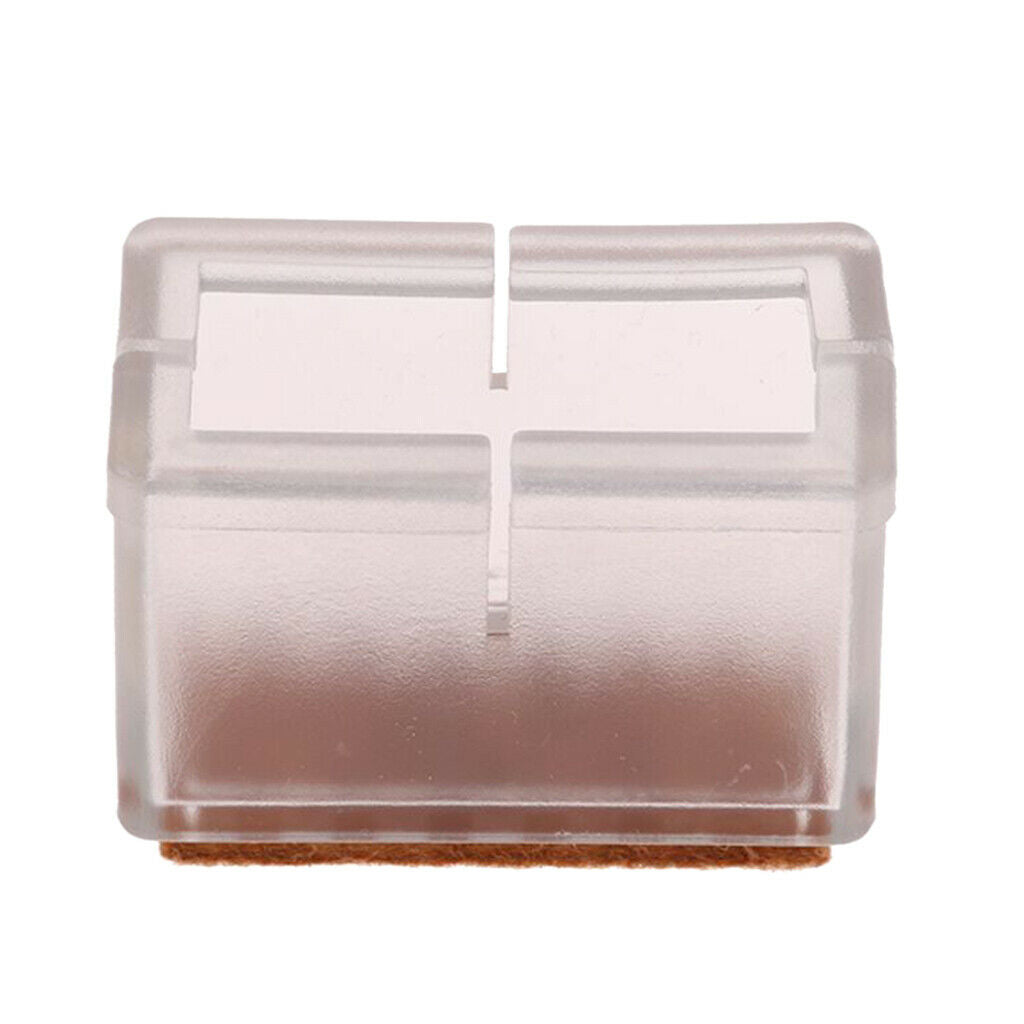 10 lot Chair Leg Caps Flexible Rubber Floor Protectors Clear Rectangular Leg