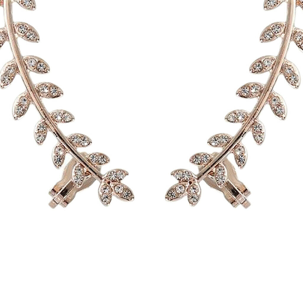 4x Chic Crystal Leaf Twig Ear Climber Crawler Wedding Cuff Earrings Casual