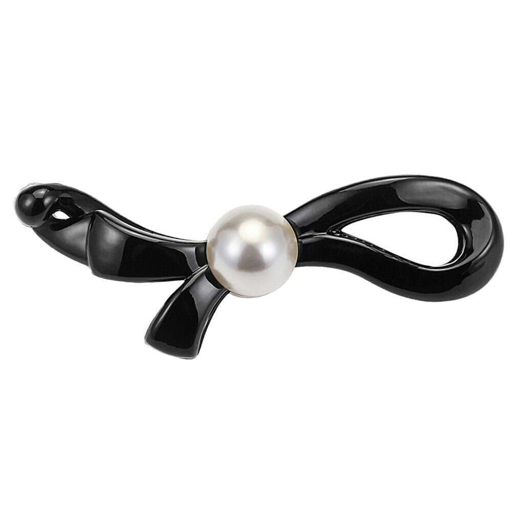 Women's Pearls Banana Hair Clip Classic Barrette Hair Grip Ponytail Holder