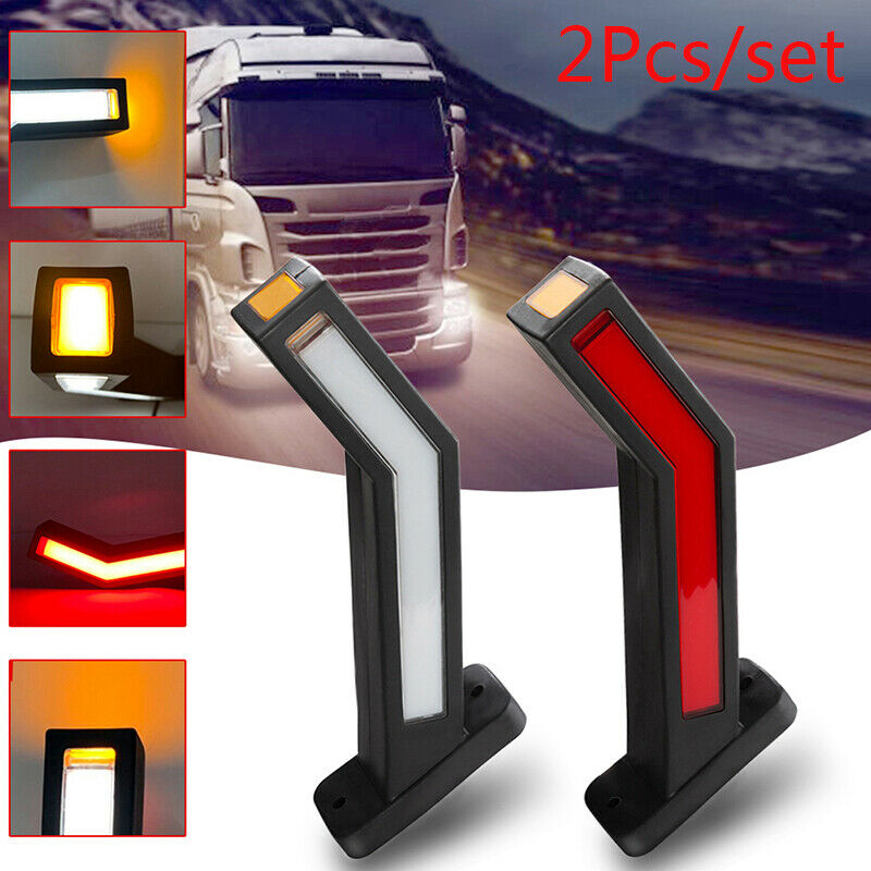 2x Car Truck Trailer Van Dynamic Red Amber White Side Marker Lights Outline BDA